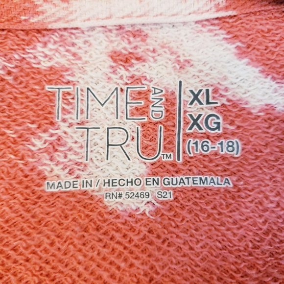 Time & Tru Womens XL Sweatshirt Pink Handcraft Tie-Dyed Graphics Side Slits - Picture 4 of 15